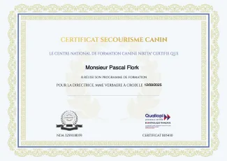 Certification secourisme canin Pascal Flork
